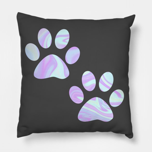 Pastel Paw Prints Pillow by julieerindesigns