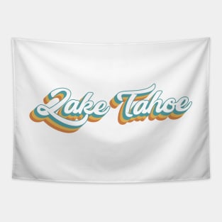 Lake Tahoe Mountain Resort Retro Lettering Tapestry