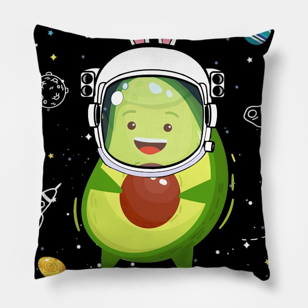 Eastronaut Avocado Astronaut Easter Day Pillow by cruztdk5