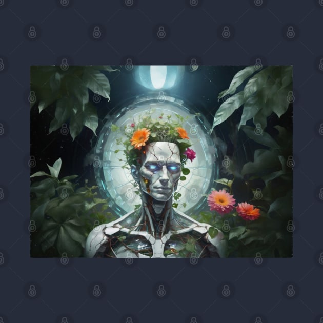 Cyborg with plants in head by AnnArtshock