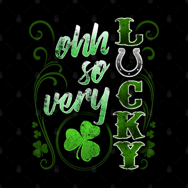 Ohh So Very Lucky St Patricks Day Shamrocks Horseshoe by SomedayDesignsCo