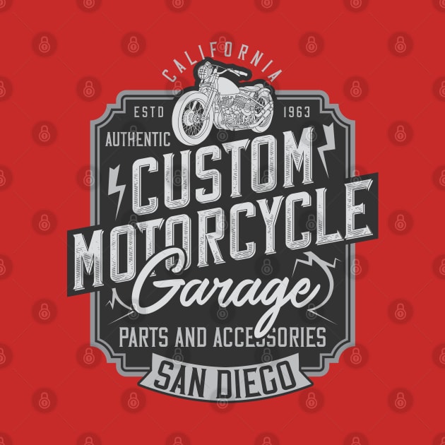 Custom Motorcycle garage SanDiego badge logo vintage by SpaceWiz95