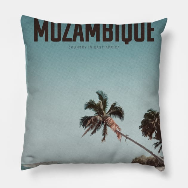 Visit Mozambique Pillow by Mercury Club