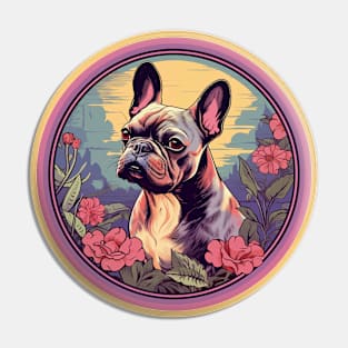 Floral Pink French Bulldog Pin