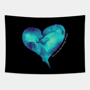 Love is for the strong of heart - blue abstract hearts Tapestry