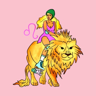 Lion Riding Leo Rollergirl T-Shirt