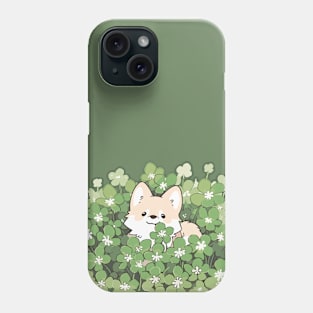 Pomeranian puppy in a clover field Phone Case