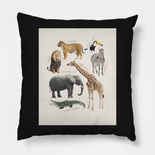 Safari animals kids room art print Pillow