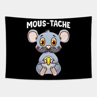 Cute & Funny Mous-Tache Mouse Pun Mustachioed Tapestry