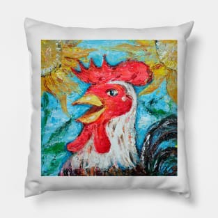 Happy Cheery Red Rooster Pillow