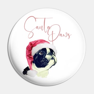 Frenchie Santa Paws Pin