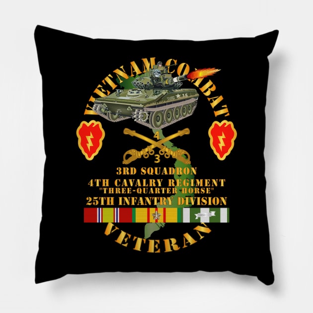 Vietnam Combat Vet - 3rd Squadron 4th Cav - 25th Inf Div SSI Pillow by twix123844