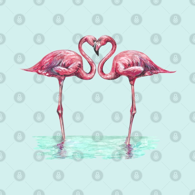 Pink flamingos in love by Pendientera