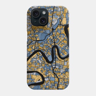 Brisbane Map Pattern in Blue & Gold Phone Case