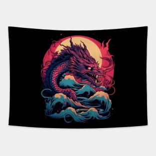 Japanese Sea Dragon Colorful Tapestry