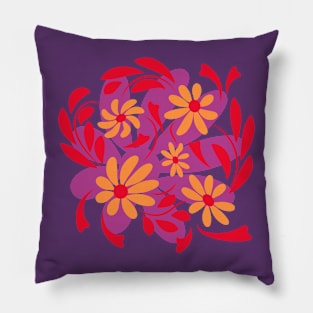 Folk flowers floral art print Flowers abstract art Pillow