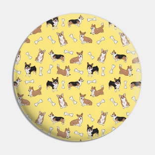 cute corgi pattern - yellow Pin