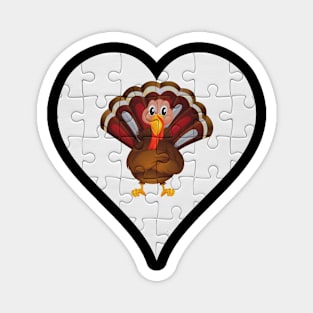 Jigsaw  Turkey Heart Design - Farm Animals Turkey Magnet