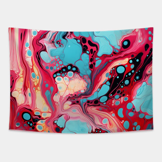 Turquoise and Magenta Fluid Dynamics Tapestry by AbstractGuy