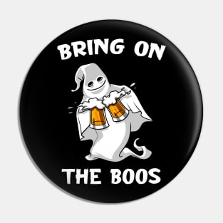 Ghost Beer Halloween Bring On The Boos Pin