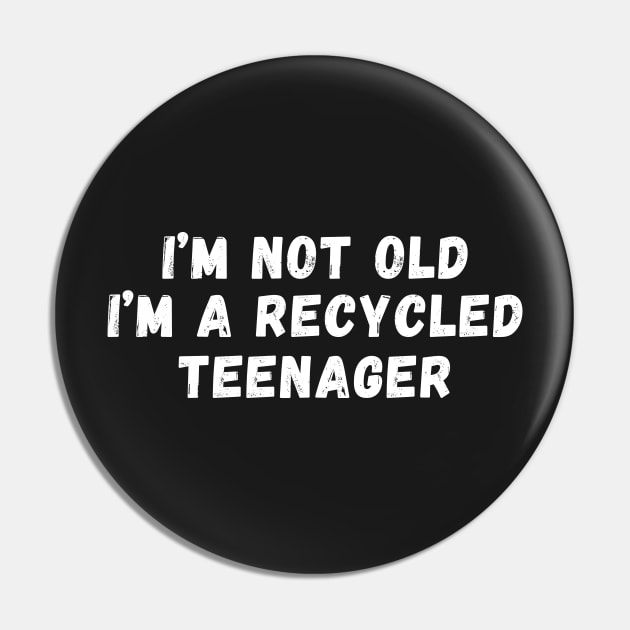 I'm Not Old I'm A Recycled Teenager Pin by manandi1