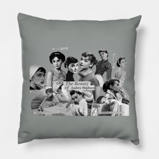 audrey hepburn collage Pillow