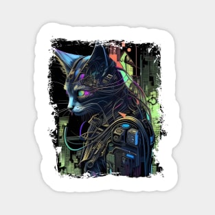 Cyberpunk Cat Thou Shalt Not try Me Magnet