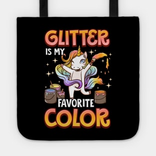 Glitter Is My Favorite Color Unicorn Rainbow Paint Tote