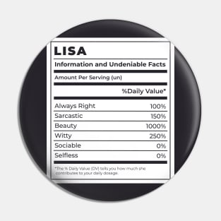 Funny Food Label Female Ingredients LISA Pin