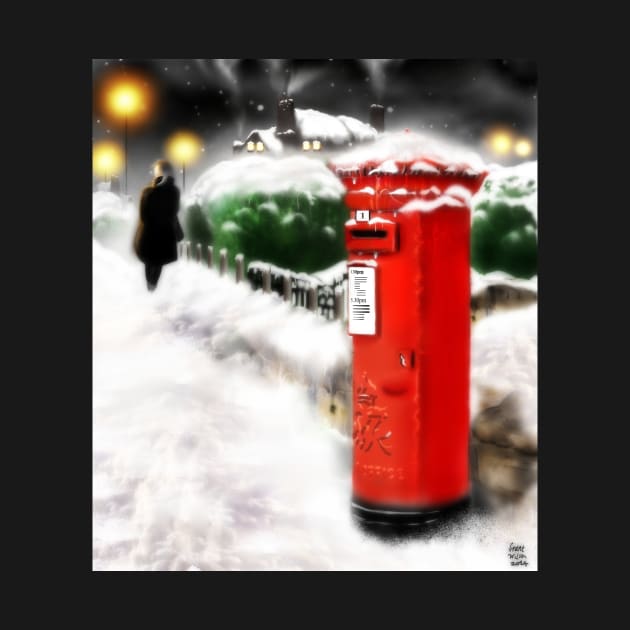 Traditional Christmas Illustration: Red Post Box in Snow [Soft Mix] by grantwilson