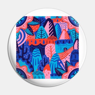 Colorful Zany Nature Doodle Pin