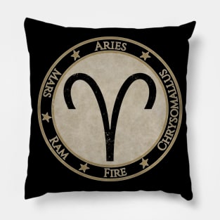 Vintage Aries Zodiac Sign Horoscope Astrology Symbol Pillow