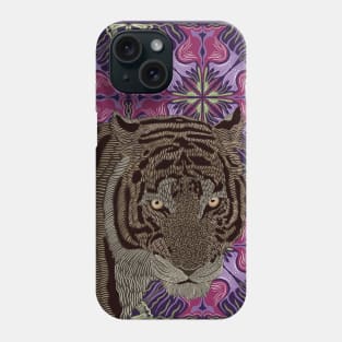 Tiger on pink abstract pattern Phone Case