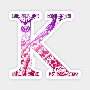 Mandala Letter Capital K Pink Magnet