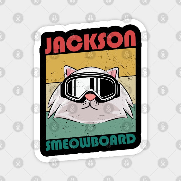 Jackson snowboarding retro Magnet by SerenityByAlex