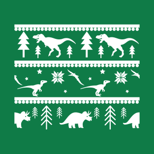 Another Dinosaur Fair Isle Pattern (Green) T-Shirt
