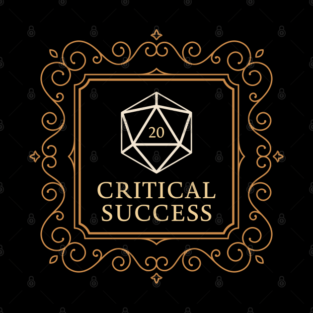 Critical Success D20 Dice Check Vintage Frame by pixeptional