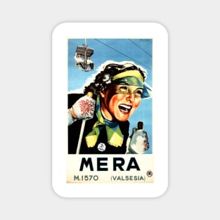 MERA VAL SESIA Italy Winter Holidays Travel Vintage Ski Magnet