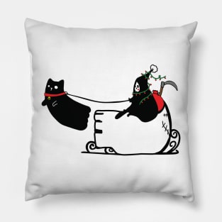Grim Reaper and Ghost Cat at Christmas Pillow