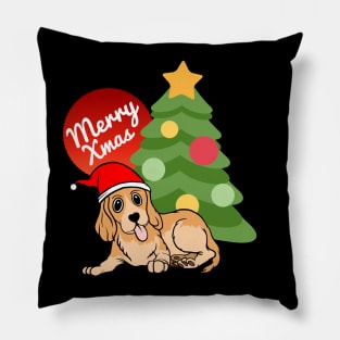 Christmas Dog Merry Xmas T-Shirt Pillow