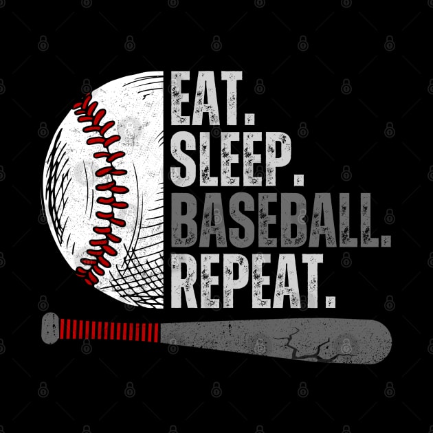 Eat Sleep Baseball Repeat Funny Baseball Player by MetAliStor ⭐⭐⭐⭐⭐