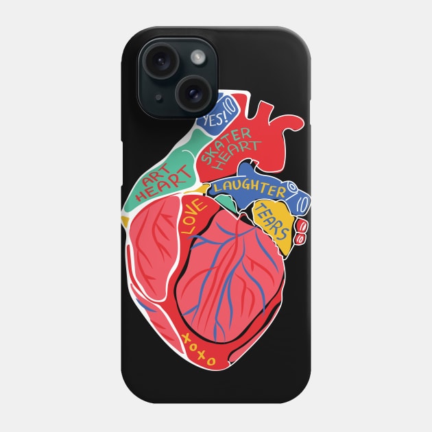 Big Colorful Skater Heart Phone Case by Marina BH