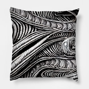 Abstract Dragon Black and White Pillow