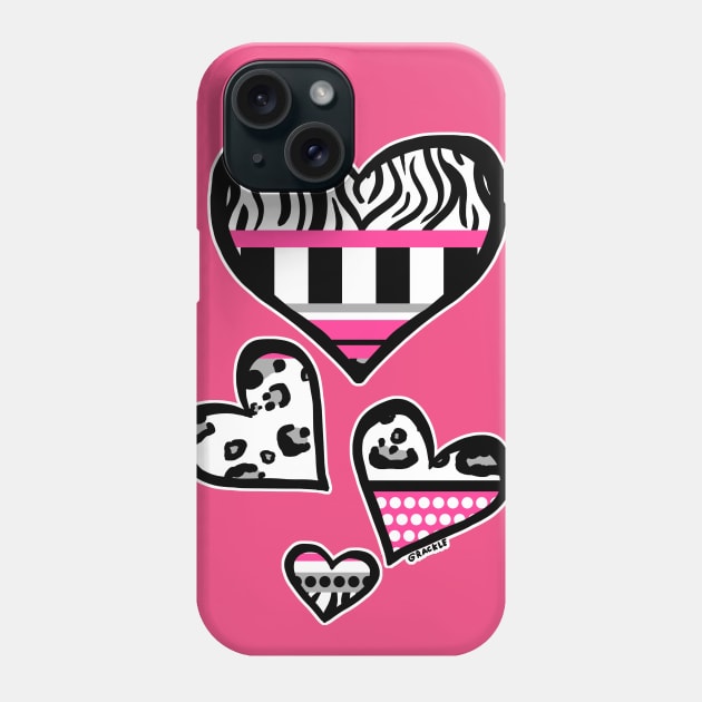 Hot Pink Y2K Busy Stripes Phone Case by Jan Grackle