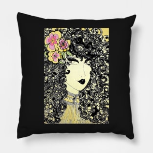 INK ART POSTER 70S DOLLY  FASHION DECO GIRL Pillow