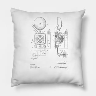 Electric Door Bell Vintage Patent Hand Drawing Pillow