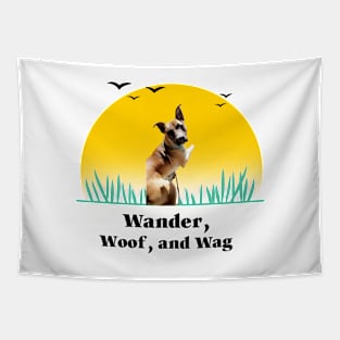 Wander, Woof, and Wag Dog Tapestry