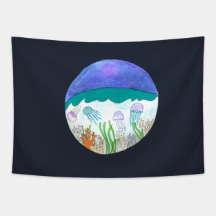 Jellyfish under the stars Tapestry