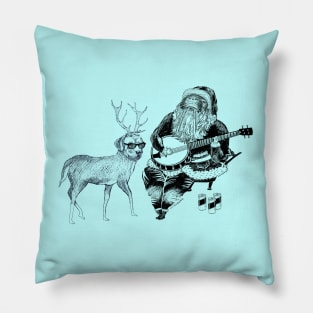 Christmas Bluegrass by Santa and his dog, Black drawing Pillow