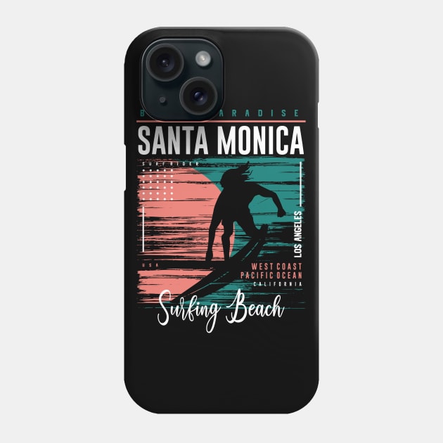 Santa Monica Surfing Phone Case by Tops Looks